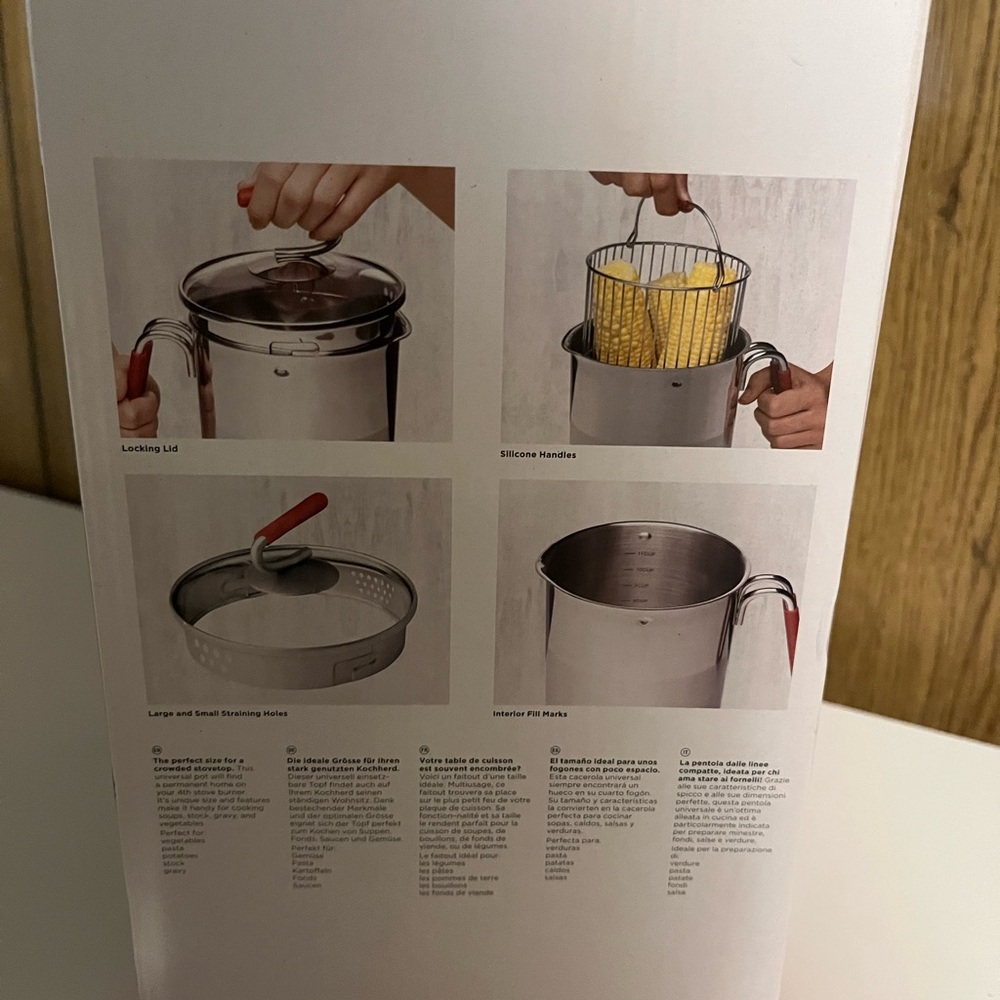 Kuhn Rikon Stainless Steel 4th Burner Pot with Red Handle - Picture 4 of 4